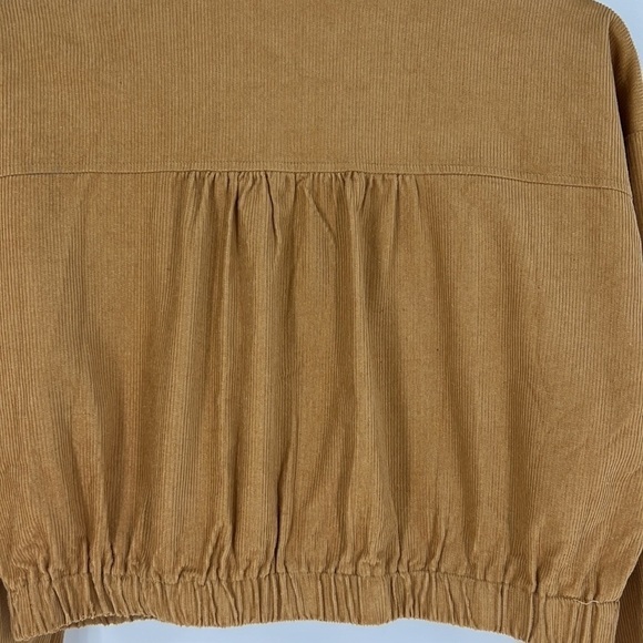 𝅺LA Hearts cropped corduroy Full zip full snap jacket size medium tan New M - Picture 3 of 10